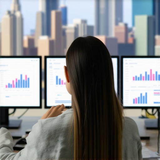 Person analyzing local SEO metrics with Chicago landmarks