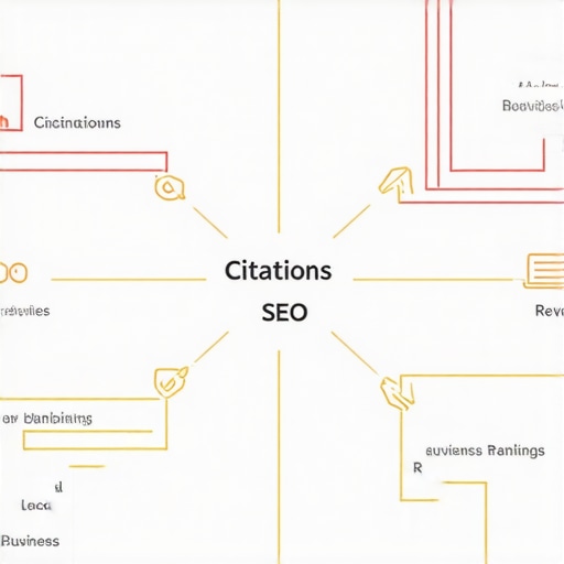 Diagram showing the connection between Google My Business, citations, reviews, and local pack rankings