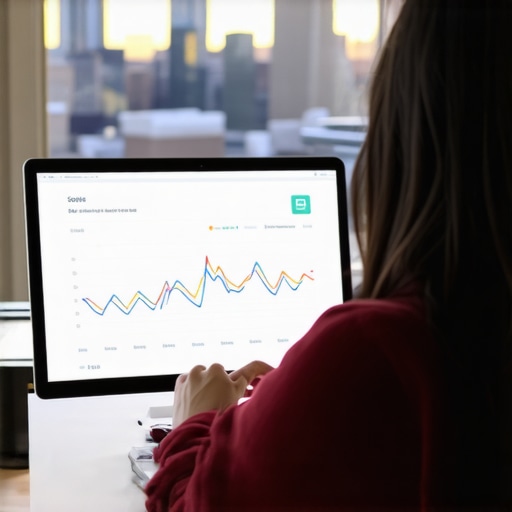 Person working on local SEO analytics with Chicago cityscape in background