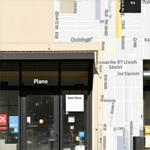 Chicago storefront with a Google Maps interface highlighting an optimized business listing