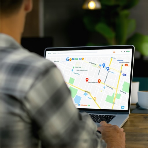 Business owner updating Google My Business profile for Chicago local SEO.