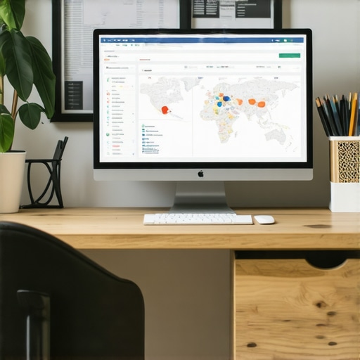 Workspace with SEO analytics tools analyzing Google Maps rankings