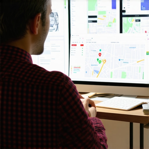 Business owner reviewing Google Maps visibility charts in Chicago