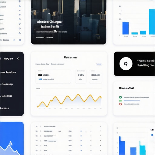 Screenshot of local SEO tool dashboard displaying citations, reviews, and rankings for Chicago businesses