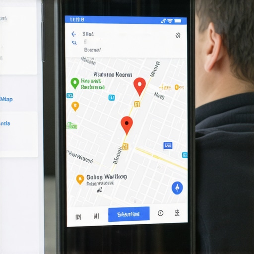 Business owner refining Google Maps profile with digital tools