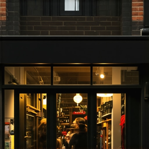 Busy Chicago storefront with weekend shoppers and active marketing