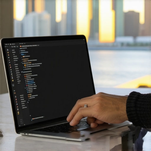 Digital Marketing Tools in Action for Chicago SEO Person analyzing local SEO metrics on a laptop with Chicago skyline view