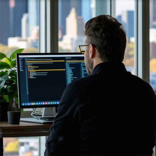 A person analyzing local SEO metrics on a laptop with Chicago skyline view.